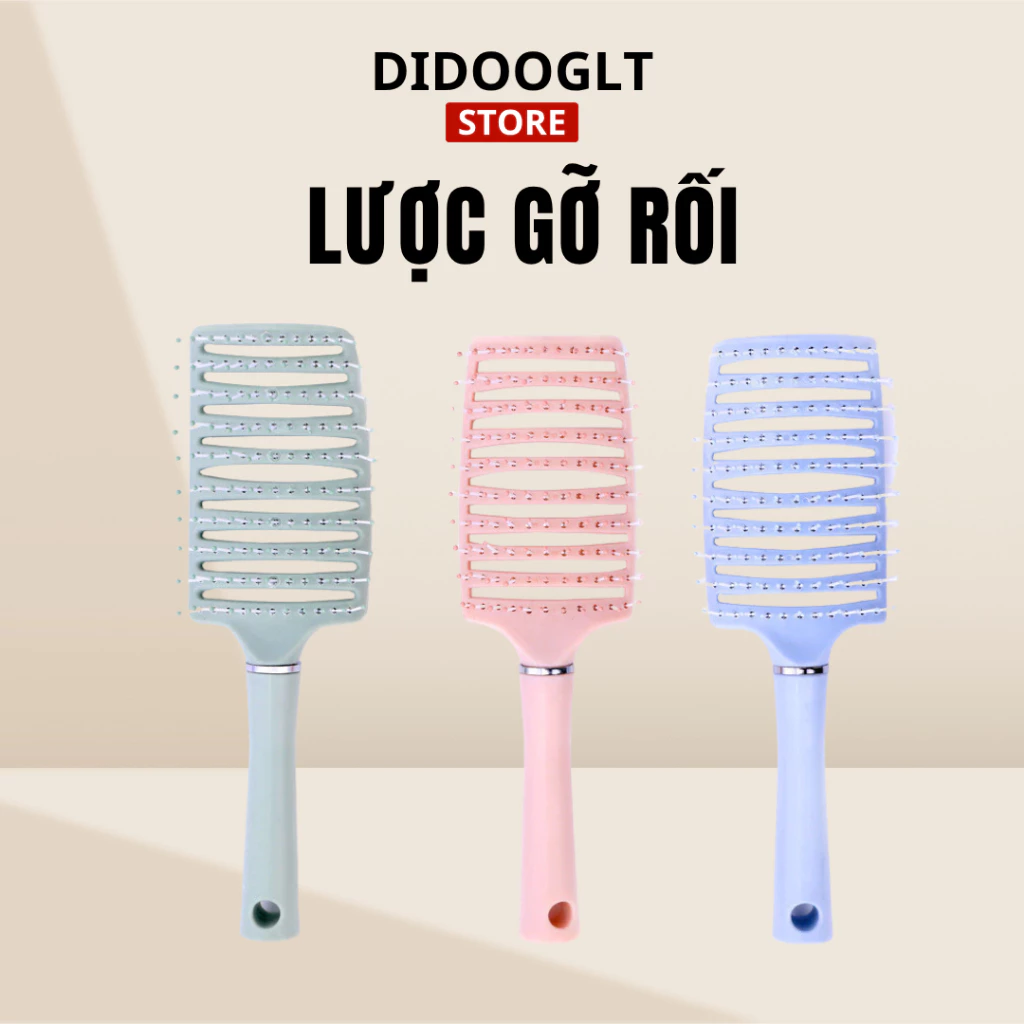 Lược Gỡ Rối DIDOOGLT - Lược Massage Gỡ Rối Tạo Kiểu Tóc Chải Tóc Làm PhồngTóc Hình Bán Nguyệt Mềm