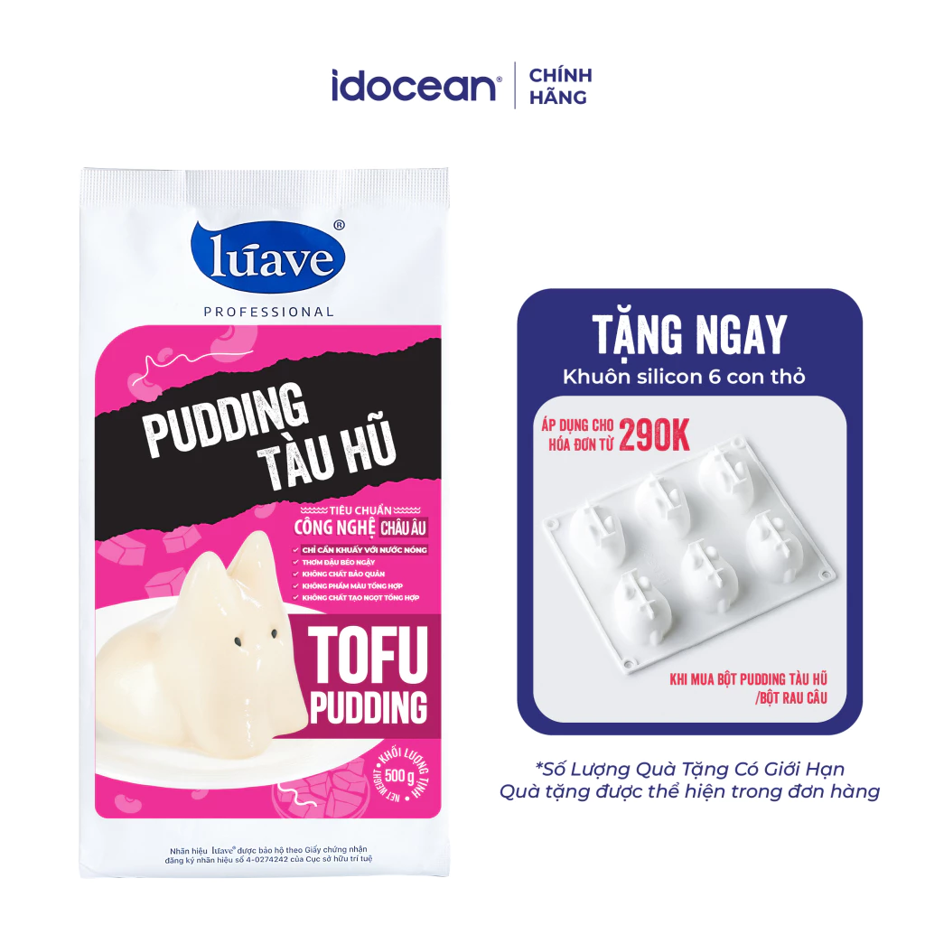 Bột tàu hũ, pudding tàu hũ 500gr Lúave, thơm đậu béo ngậy, chỉ cần khuấy với nước nóng, pha chế matcha tàu hũ