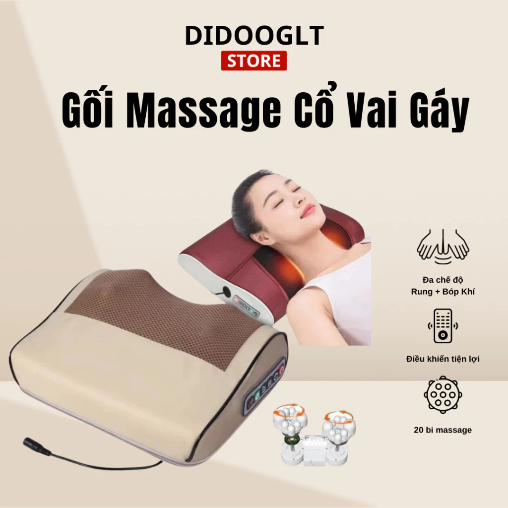 Gối massage cổ vai gáy DIDOOGLT máy massage hồng ngoại cao cấp hỗ trợ giảm đau mỏi vai gáy