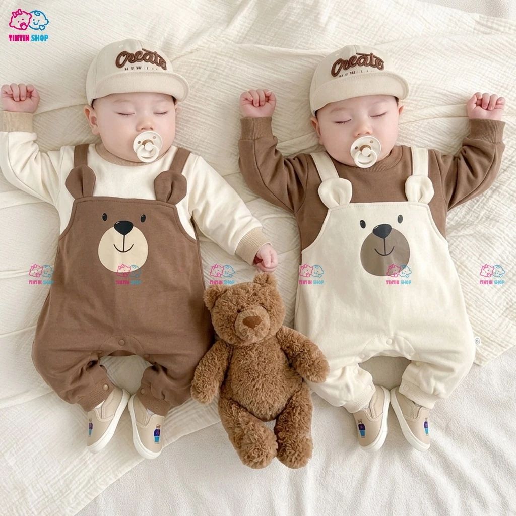 Bodysuit dài tay cotton da cá dày dặn cho bé trai bé gái sơ sinh 0-12 tháng Áo liền quần SLT63