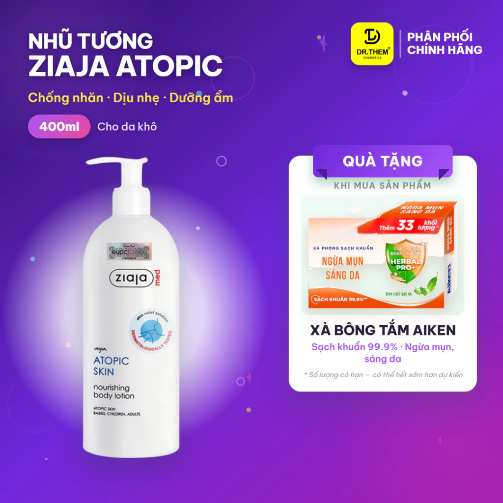 Nhũ Tương Ziaja Med Mượt Da Toàn Thân 1% Urê Ziaja Med Atopic Skin 400ml - (Kem Dưỡng)- Dưỡng ẩm- Dr Thêm