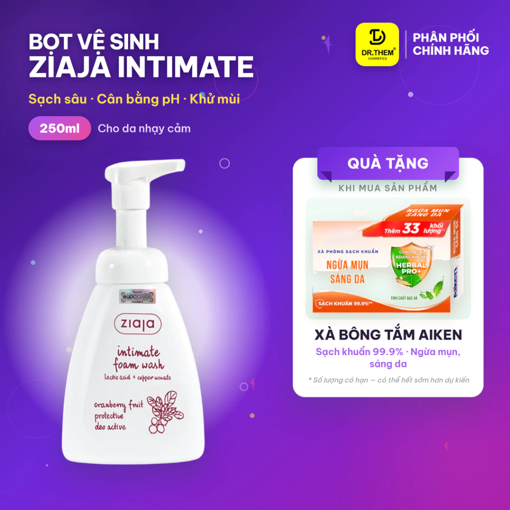 Ziaja Intima Bọt Vệ Sinh Thảo Dược Siêu Dịu Nhẹ, Khử Mùi Hiệu Quả - Ziaja Intimate Foam Wash 250ml- Dr Thêm