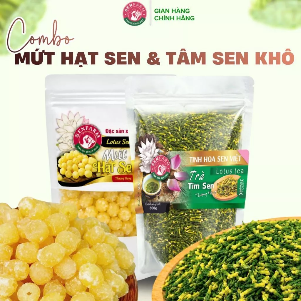 Combo mứt hạt sen và tâm sen khô thượng hạng
