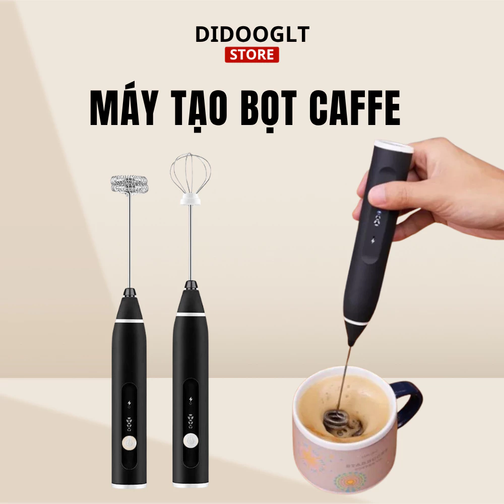 Máy Đánh Trứng, Đánh Sữa Và Tạo Bọt Cafe Cầm Tay Không Dây Chính Hãng 3 Cấp Độ, Hỗ Trợ Sạc Pin