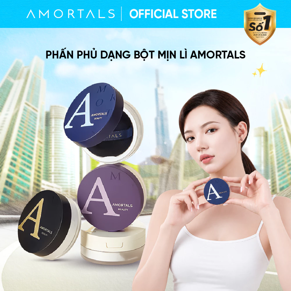 Phấn Phủ Dạng Bột Mịn Lì Kiềm Dầu AMORTALS - Chống Nước, Kiểm Soát Dầu Hiệu Quả, Giữ Lớp Nền Trang Điểm Lên Đến 12H