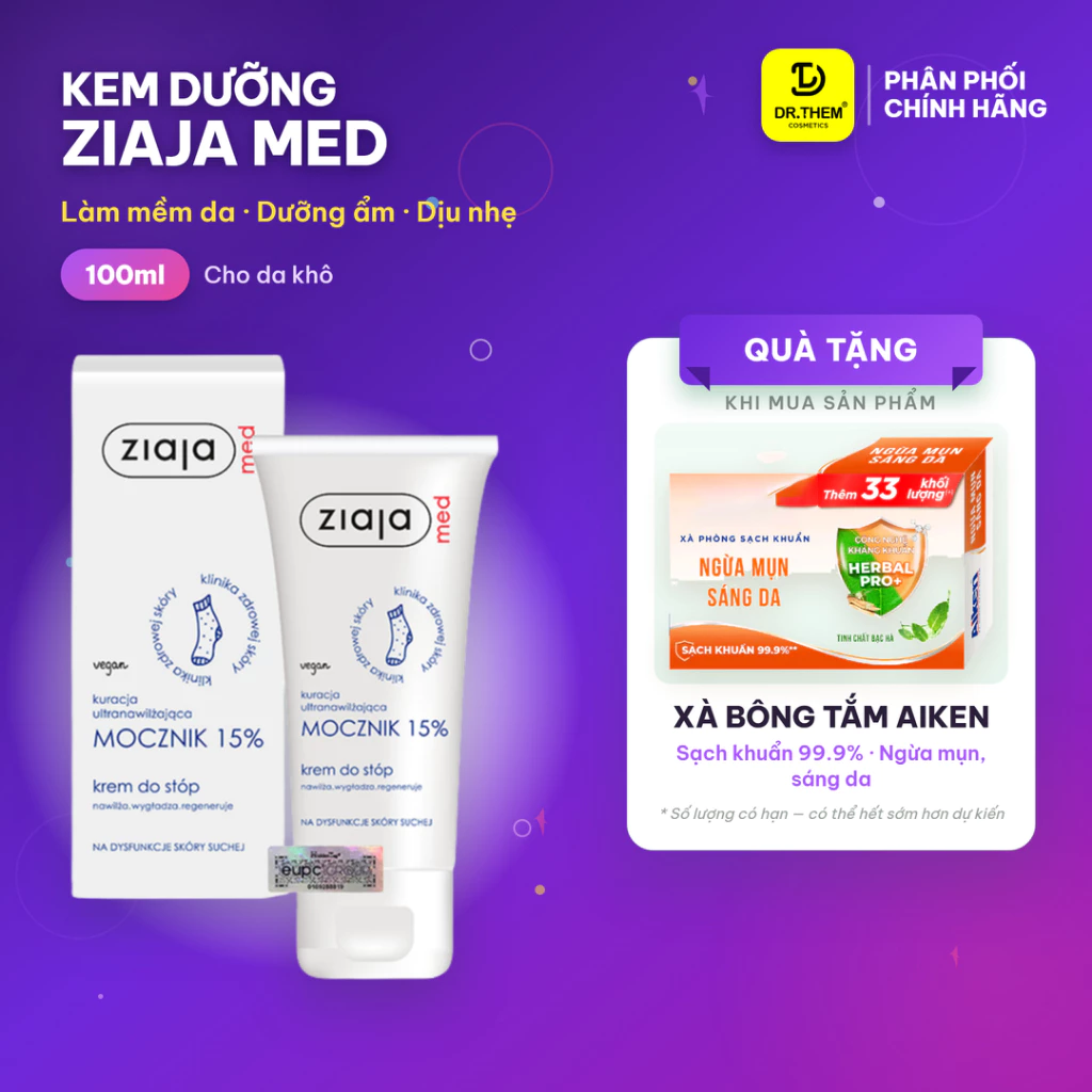 Ziaja Kem Mềm Da 15% Urê - Dưỡng Ẩm Dịu Nhẹ Ziaja Med 15% Urea Cream 100ml- Dr Thêm