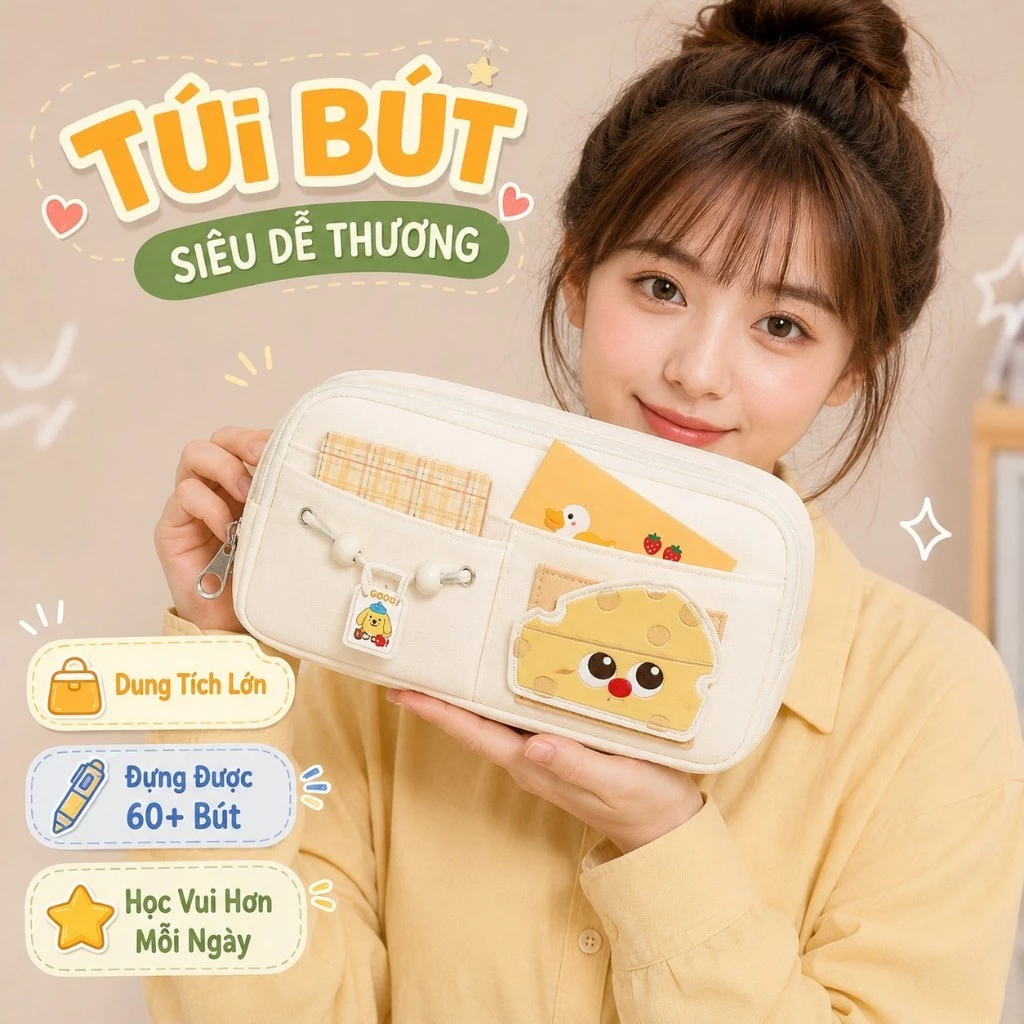 Bóp Đựng Bút M.Y  Nhiều Ngăn, Chống Thấm Nước & Bám Bẩn, Dễ Thương