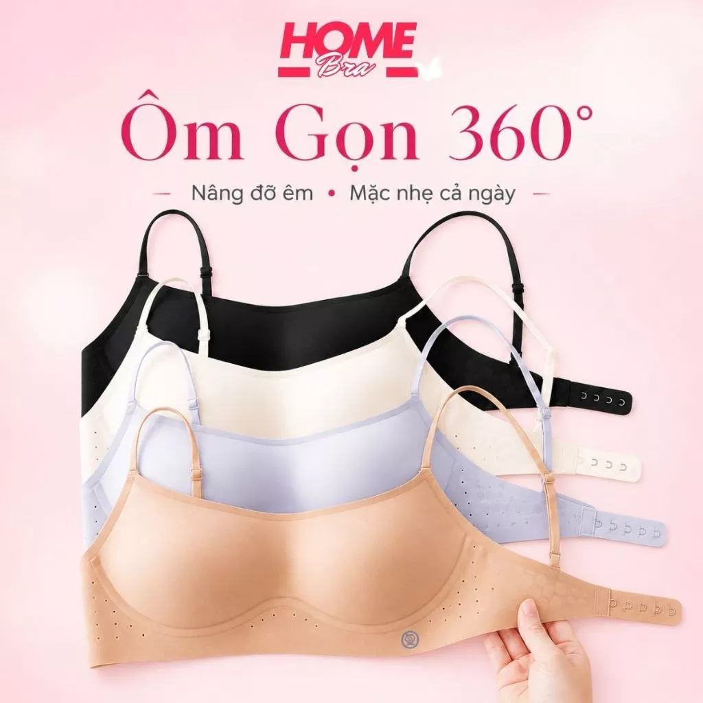 Áo ngực nữ không gọng mút mỏng ôm ngực mềm mại thoáng mát, Áo lót nữ su không lộ viền Homebra A1248