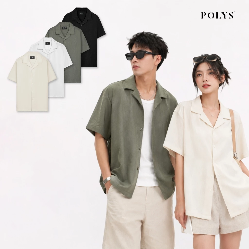Áo Sơ Mi Đũi Nam POLYS Tay Ngắn Cổ Vest 4 Màu, Vải Đũi Tơ Co Giãn Thấm Hút Tốt SƠ MI ĐŨI NGẮN TAY