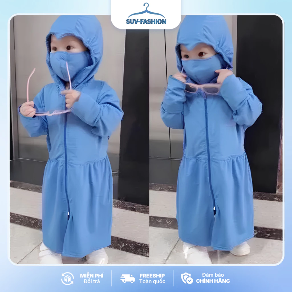 [9-32kg] Áo Chống Nắng Thông Hơi Kim Cương, Kèm Khẩu Trang Cho Bé Yêu