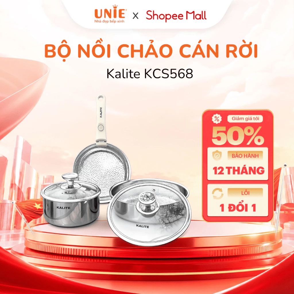 Bộ Nồi Chảo Inox Liền Khối KALITE Lumia KCS568 Công Nghệ vân Vảy Cá, Inox 304 Dùng Cho Mọi Loại Bếp