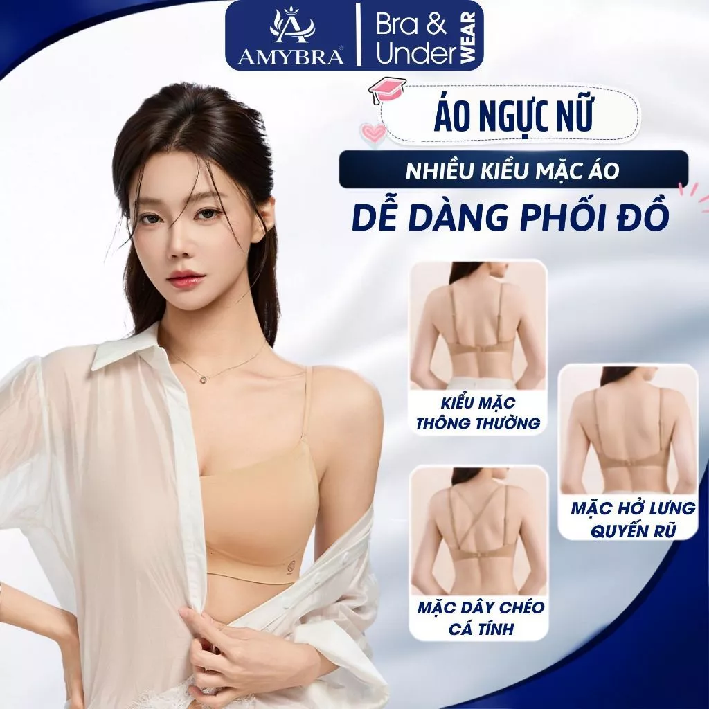 Áo Ngực Nữ Su Đúc Nâng Ngực AMYBRA A1248 Áo Lót Nữ Cổ Thấp Hở Lưng Không Đường May Mặc Nhiều Kiểu