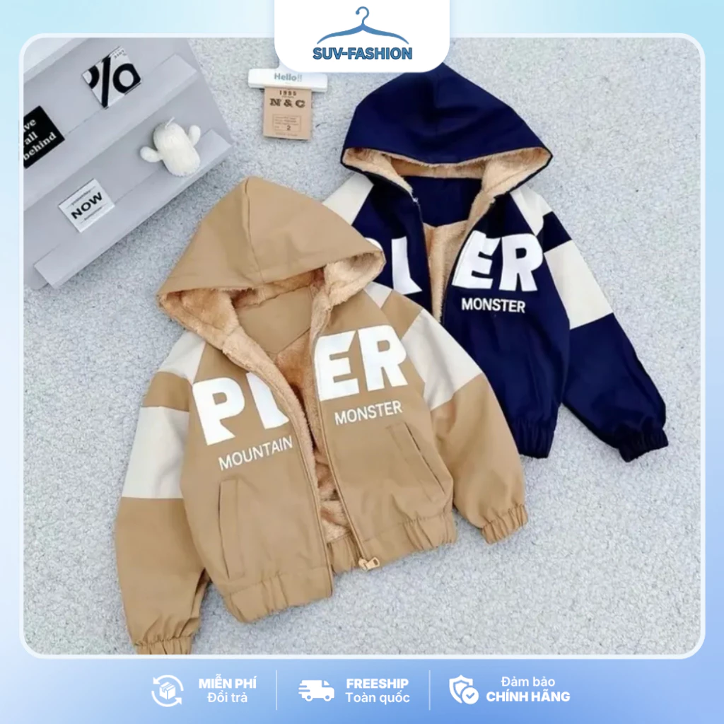[10-35kg] Áo Khoác Gió Pler Lót Lồng và Lưới Cho Bé Trai, Bé Gái Chất Gió Polyester Kháng Nước