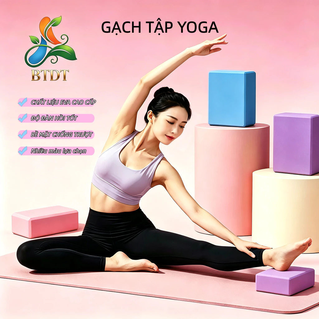 Gạch tập Yoga xốp EVA mật độ cao hỗ trợ tập Gym - Yoga - Pilates chống trơn trượt，Dụng Cụ Tập Luyện Tại Nhà