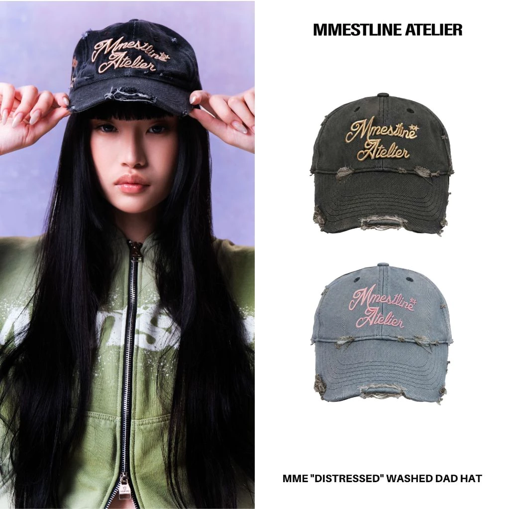 [ĐỘC QUYỀN TẶNG ĐÍNH ĐÁ 9.9] Mmestline Mũ Lưỡi Trai " DISTRESSED " Washed DAD HAT
