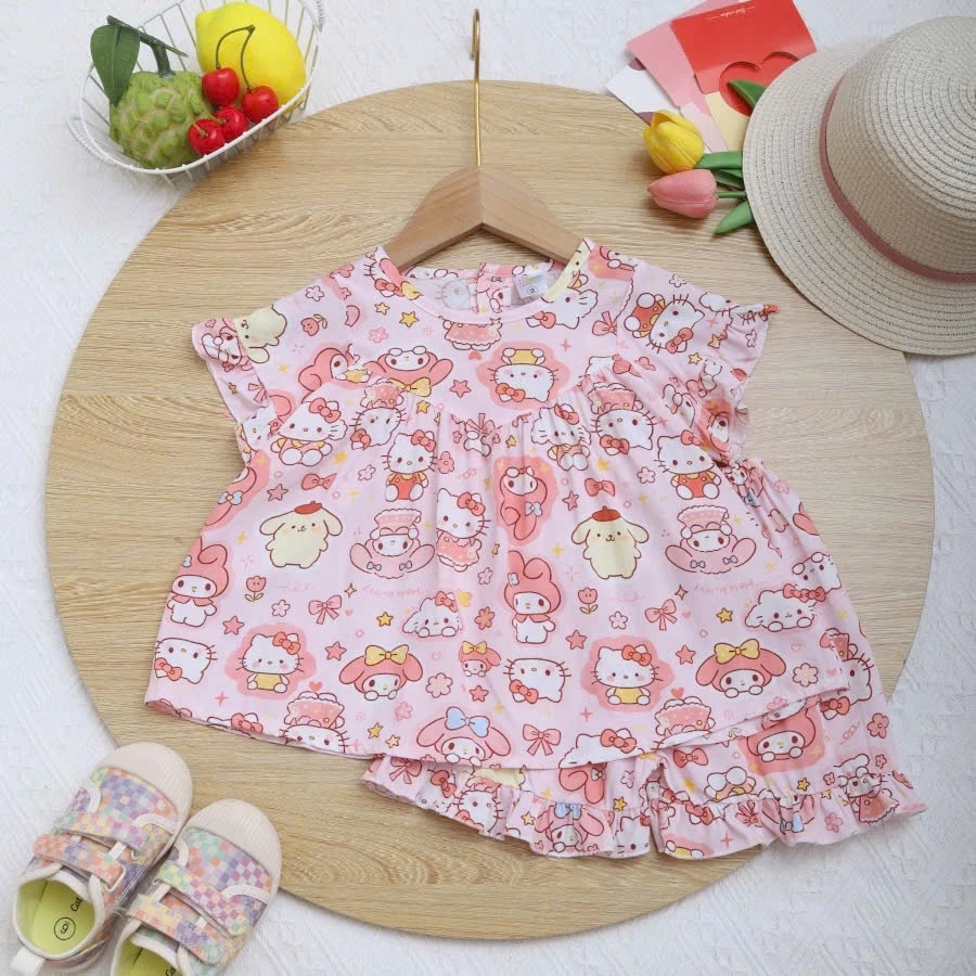 Đồ bộ tole bèo đô nhọn cho bé gái mặc ngủ,mặc ở nhà size 7-18kg Lavin Kids