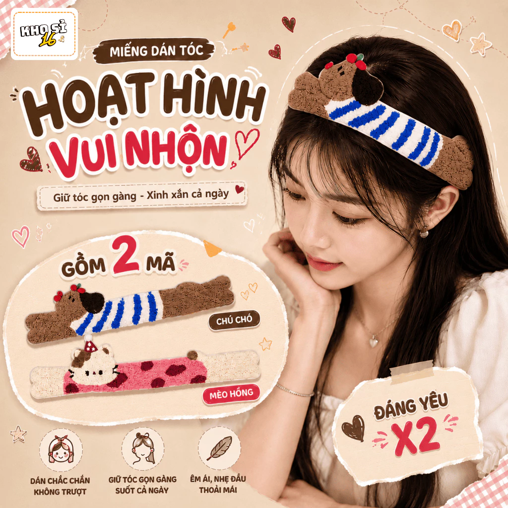 Miếng Dán Tóc Hình Thú Cute Nhiều Mẫu Xinh, Giữ Tóc Con Tóc Mái Gọn Gàng Khi Trang Điểm Cho Nữ_khosi16