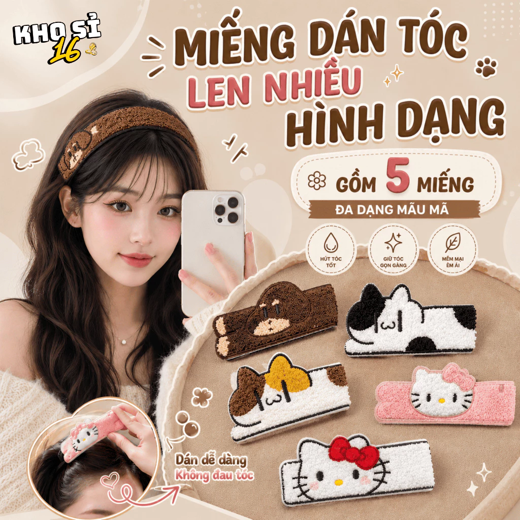 Miếng Dán Tóc Mái Bản Dài Họa Tiết Hoạt Hình, Giữ Tóc Gọn Gàng Khi Makeup Skincare Và Rửa Mặt_khosi16