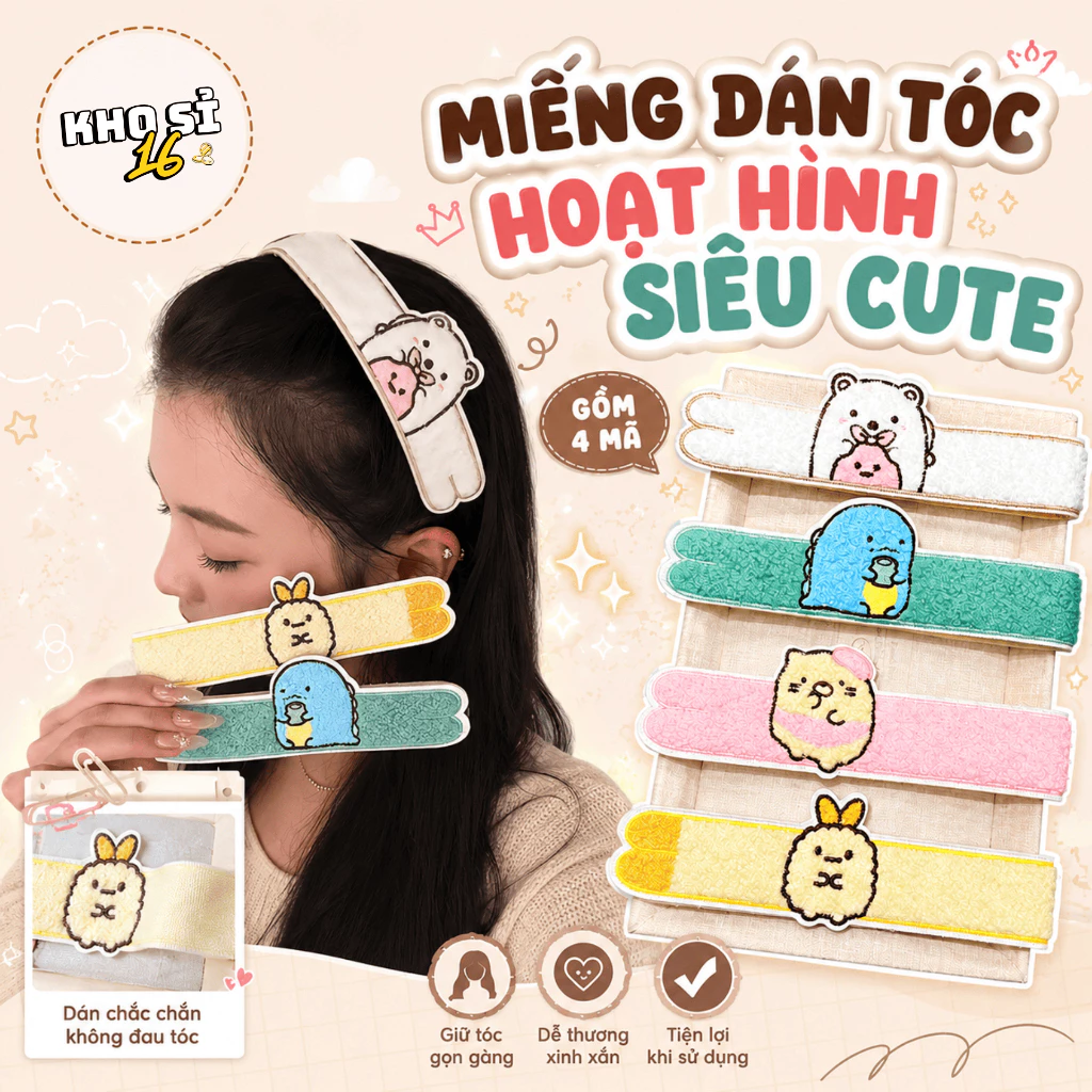 Miếng Dán Tóc Hoạt Hình Hình Thú Dễ Thương, Giữ Tóc Mái Khi Makeup Skincare Và Chăm Sóc Da_khosi16