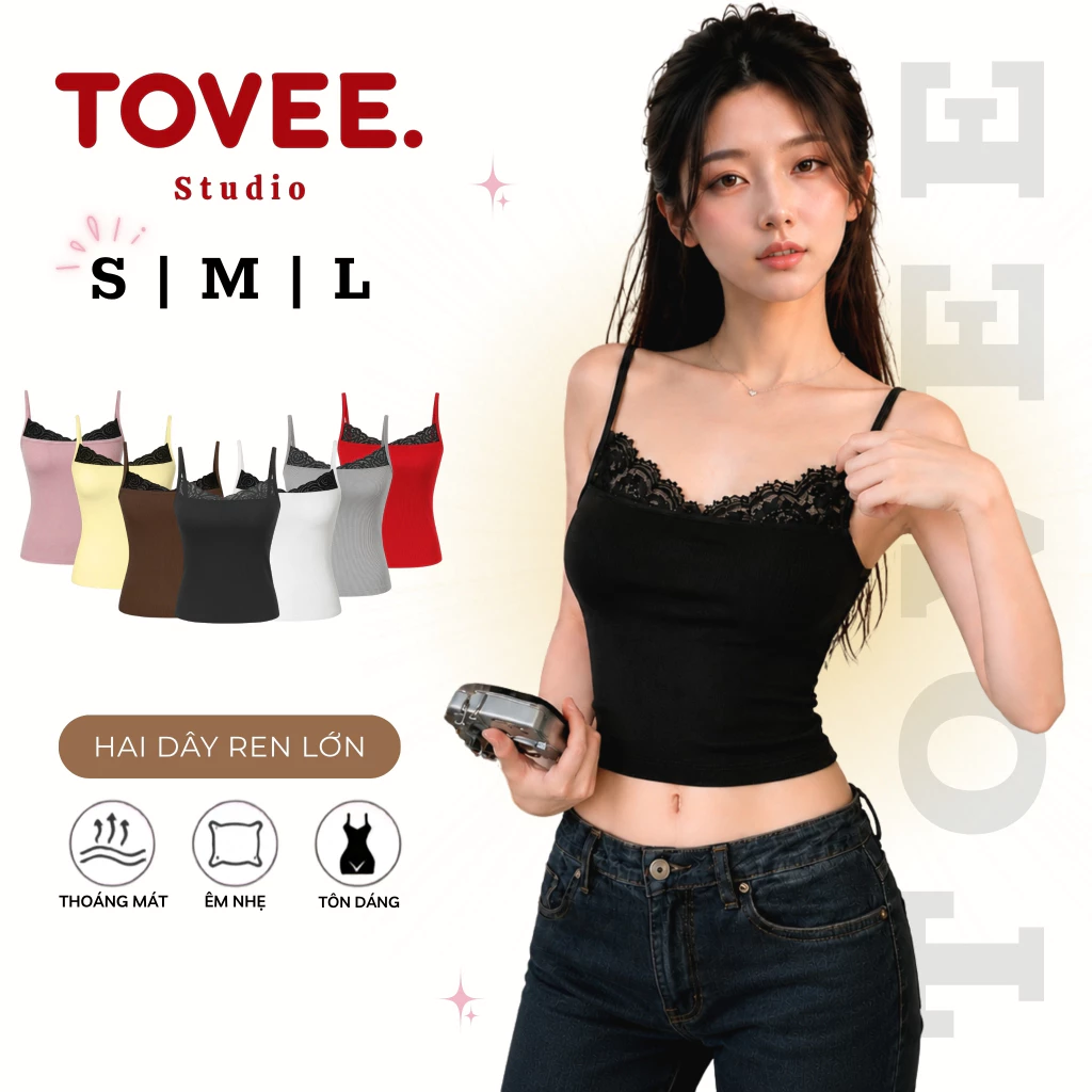 Áo hai dây Croptop Chất Thun Gân Kiểu Sexy Nữ CR14, Áo Thun 2D Ôm Body TOVEE