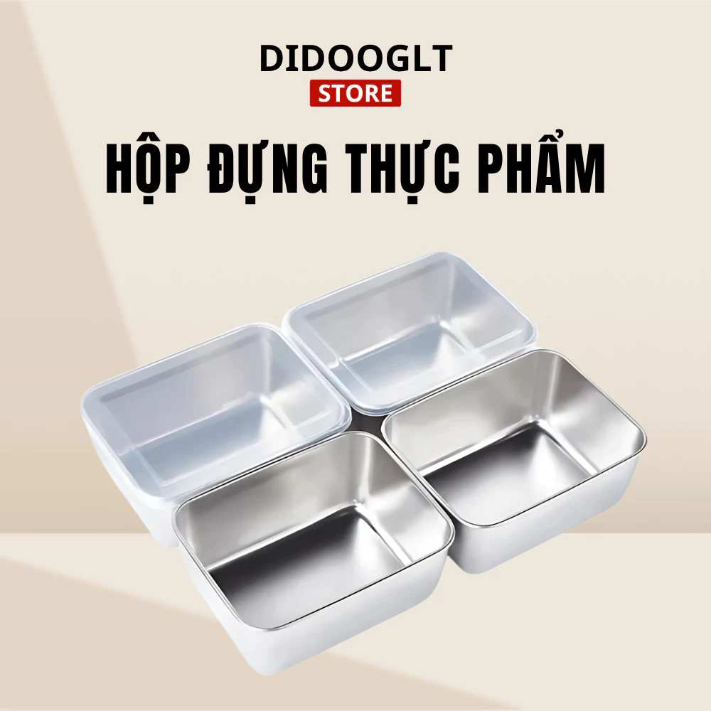 Hộp đựng thực phẩm DIDOOGLT Hộp Đựng Bảo Quản Thực Phẩm Kèm Nắp Nhựa Chất Liệu Inox 304 Tiện Lợi
