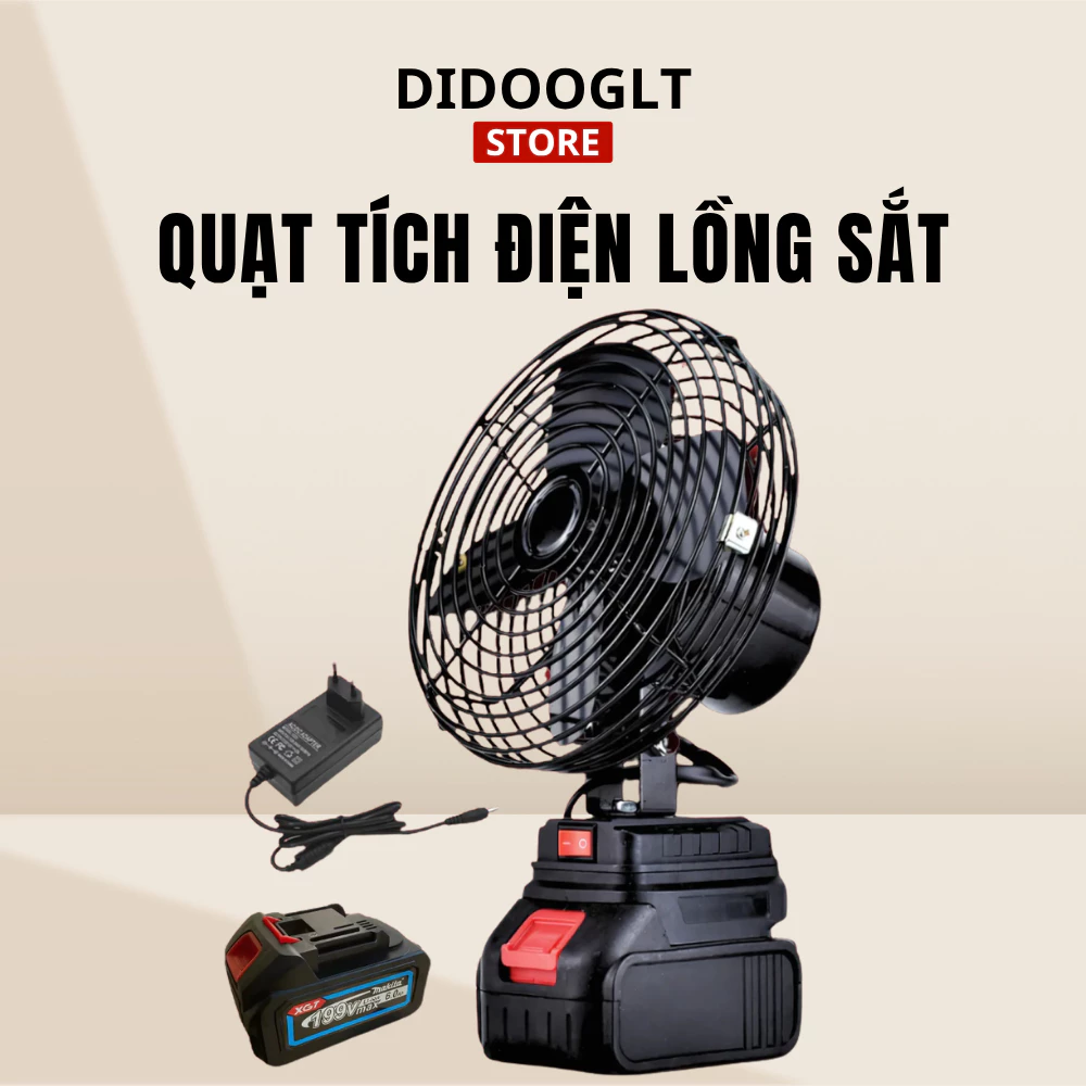 Quạt Tích Điện Mini DIDOOGLT Lồng Sắt 10 Cell Làm Mát Nhanh Dùng Nhiều Giờ Liên Tục