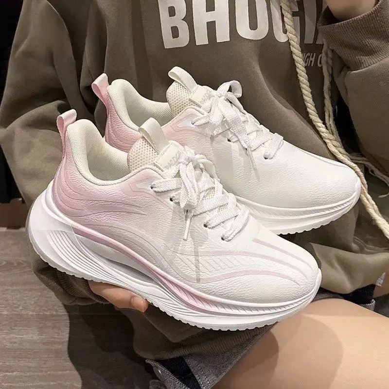 Giày Sneaker Nữ Thể Thao Đế Cao Êm Chân Phối Sọc, Giày Chạy Bộ Nữ Phong Cách Hàn Quốc - Lù Store - 202