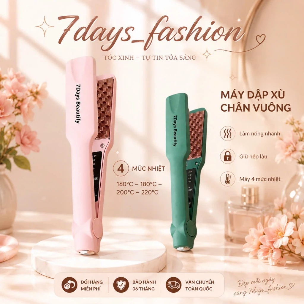 Máy Bấm Xù - Dập Phồng Chân Tóc Răng Vuông 4 Mức Nhiệt Tiện Lợi 7days_fashion