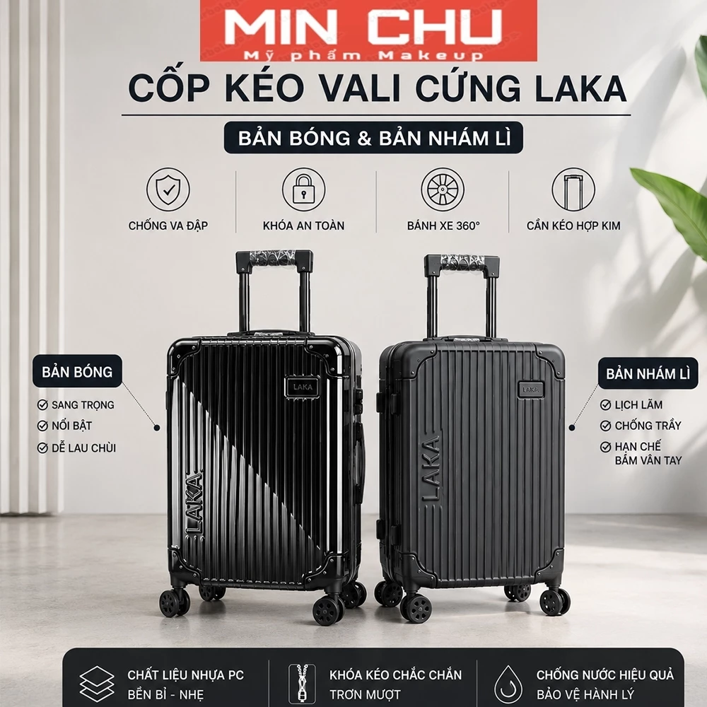 Cốp LAKA Kéo vali cứng  + set 4 túi PVC chất liệu nhựa bền đẹp sang xịn