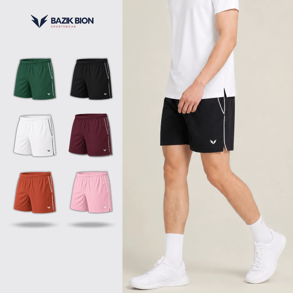 Quần Thể Thao Nam BAZIK BION DROP 6 Inch Short Phối Viền Đa Năng, Co giãn 4 Chiều, Pickleball, Vận Động Thể Thao - Q21