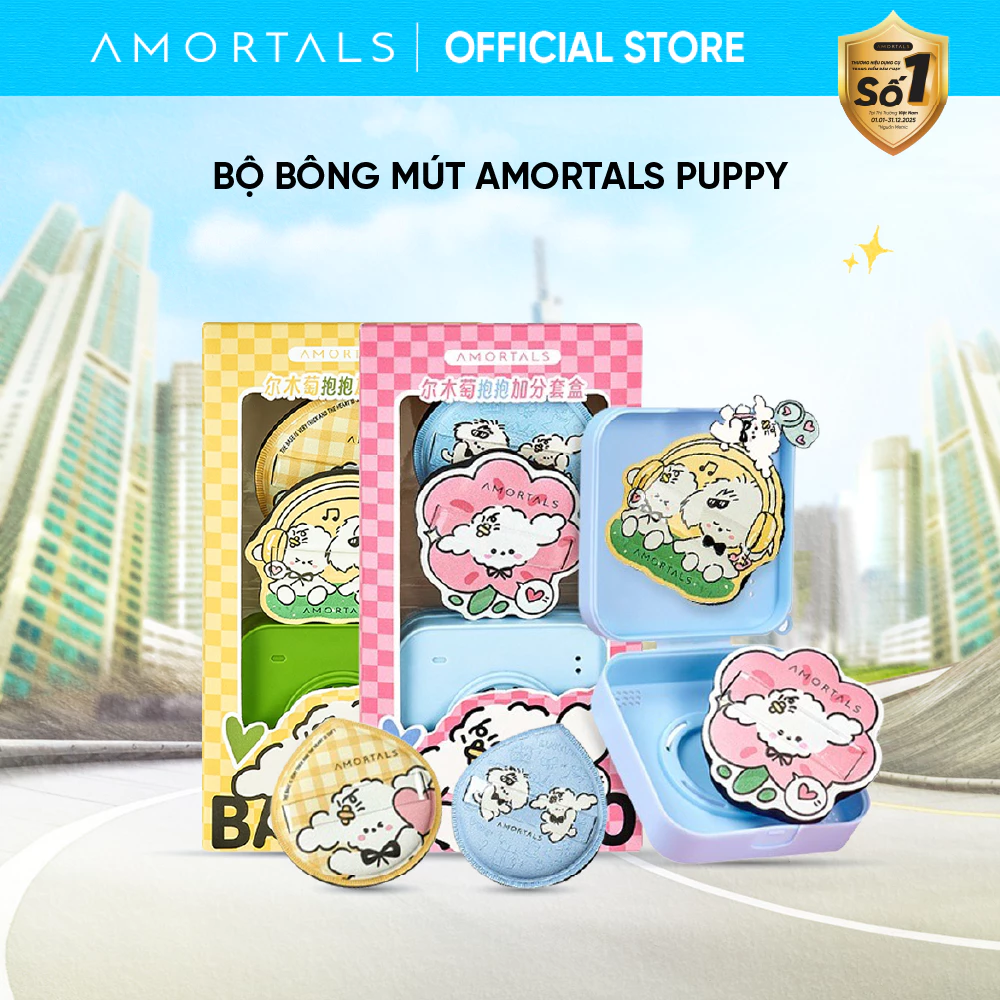 Bông Mút Trang Điểm Puppy Amortals, Thiết Kế Xinh Xắn, Kết Cấu Đầy Đặn Dễ Tán, Hạn Chế Hút Kem Nền, Đánh Nền Căng Mướt