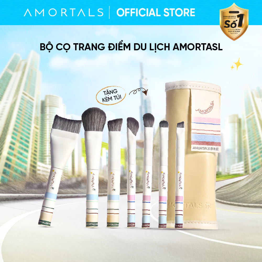[BD] Bộ Cọ Trang Điểm Amortals 7 Cây Du Lịch – Lông Mềm Mịn, Nhỏ Gọn Tiện Mang Theo, Full Makeup