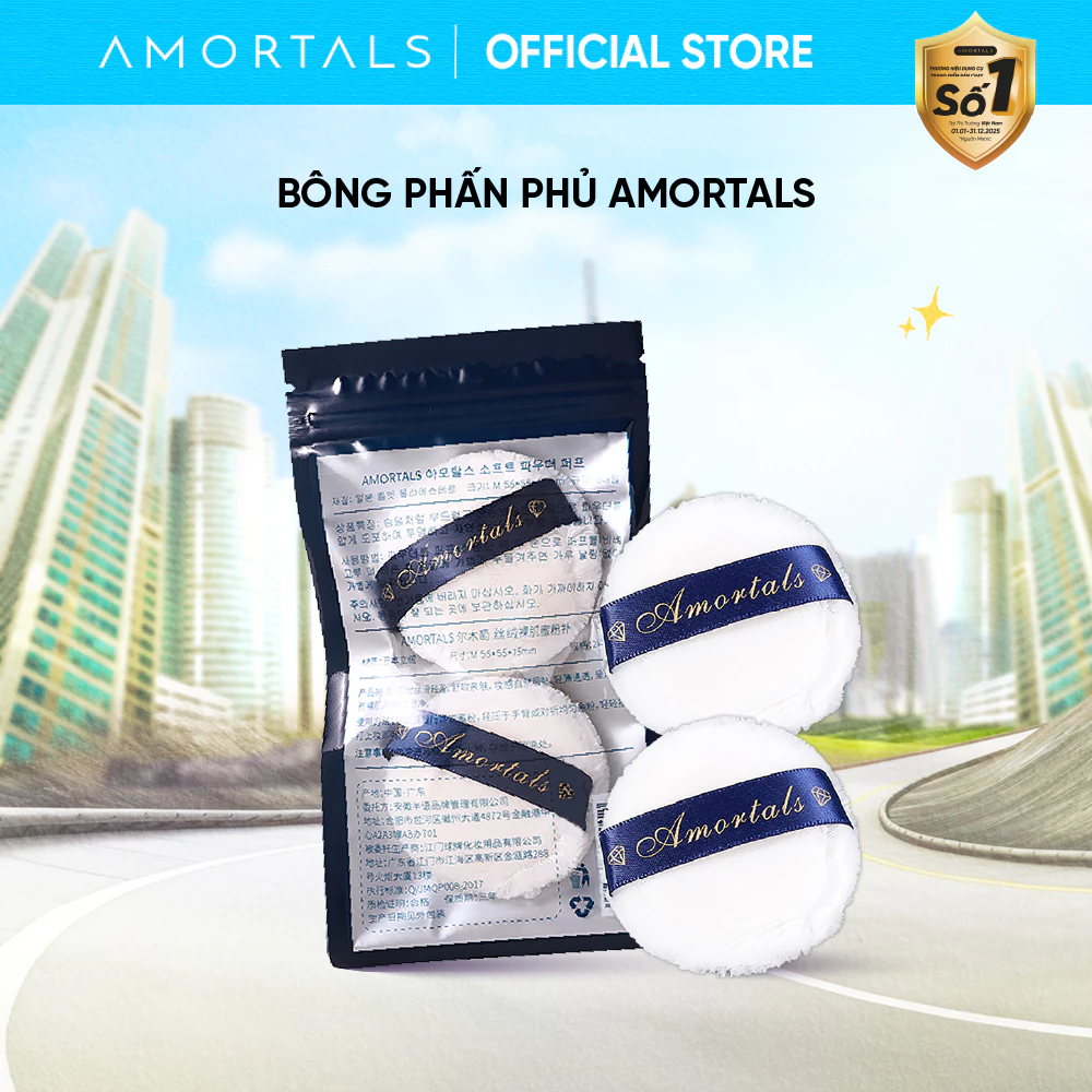Bông Phấn Amortals Mút Trang Điểm Mềm Mịn Cotton Cao Cấp, Đệm Khí, Không Ăn Phấn