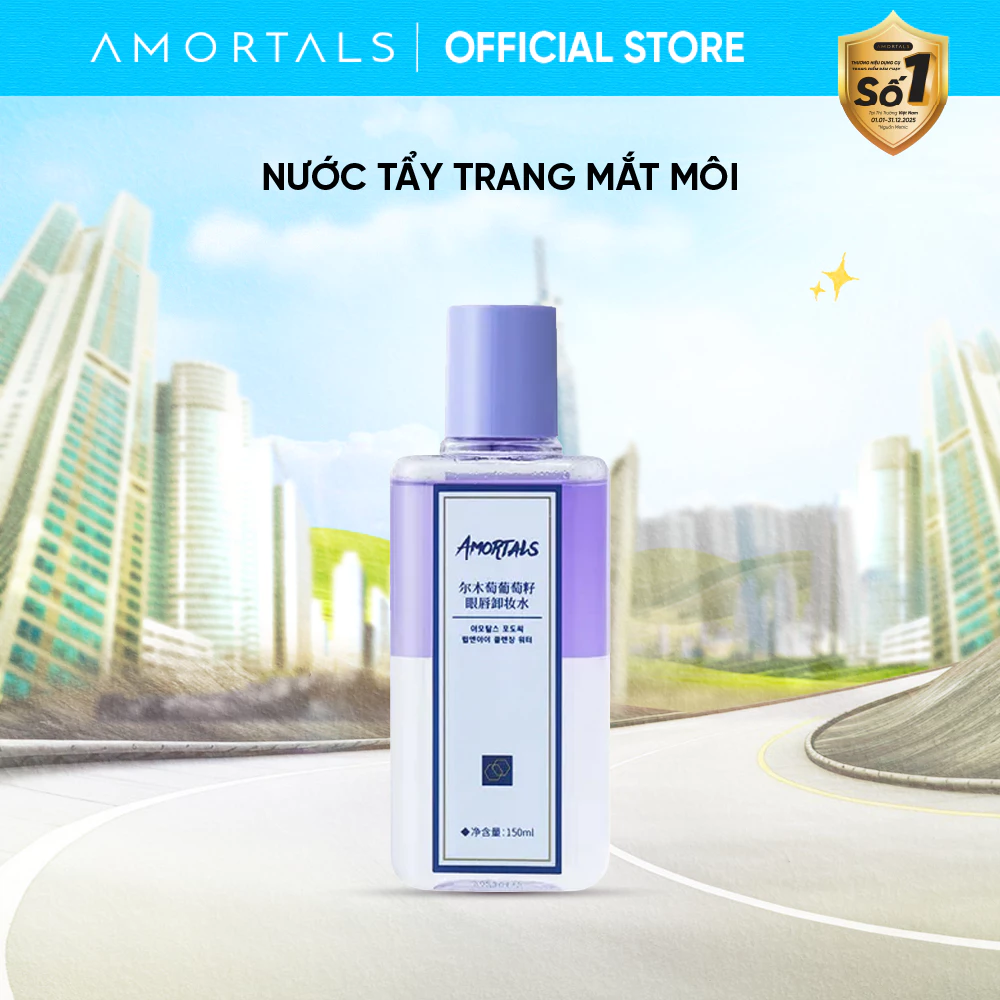 Nước Tẩy Trang Mắt Môi Amortals, Dịu Nhẹ Dành Cho Mọi Loại Da Tẩy Sạch Tức Thì Lớp Makeup, Ẩm Mượt Thân Thiện Với Da