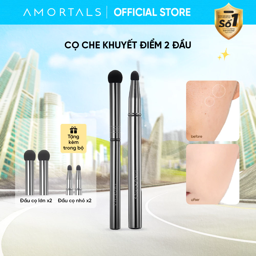 [BD] Bộ Cọ Mút Che Khuyết Điểm Amortals, Nhiều Đầu Chuyên Dụng, Che Phủ Tốt, Không Bám Kem, Dễ Dùng Cho Người Mới