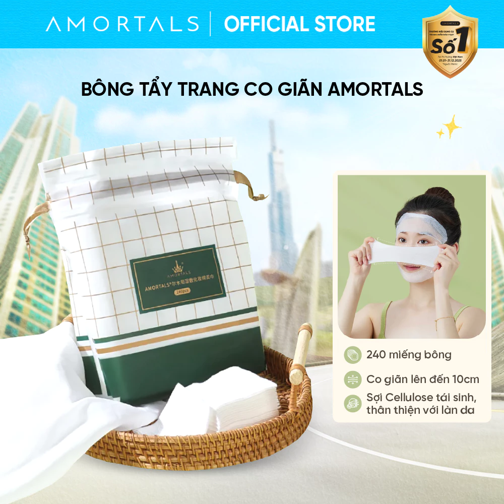 Bông Đắp Toner Amortals, Có Thể Dùng Làm Mặt Nạ, Đắp Lotion, Chất Liệu An Toàn, Không Chứa Chất Huỳnh Quang