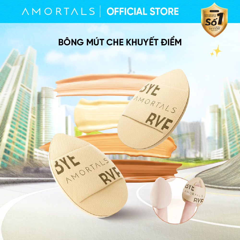 Bộ 2 Bông Mút Che Khuyết Điểm Amortals, Mềm Mại & Đàn Hồi, Che Phủ Mọi Khuyết Điểm, Không Bám Nền, Dễ Dàng Thao Tác