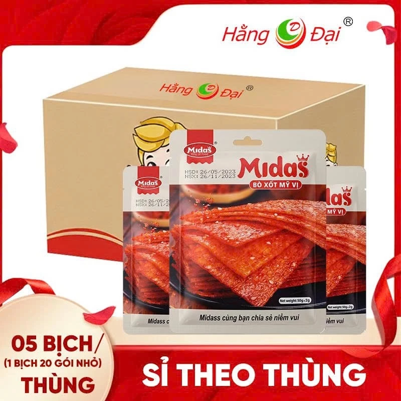 [SỈ NGUYÊN THÙNG] 120 Gói Bò Xốt Mỳ Vị Midas - Thơm Ngon Đậm Vị Bò Ăn Vặt Tiện Lợi