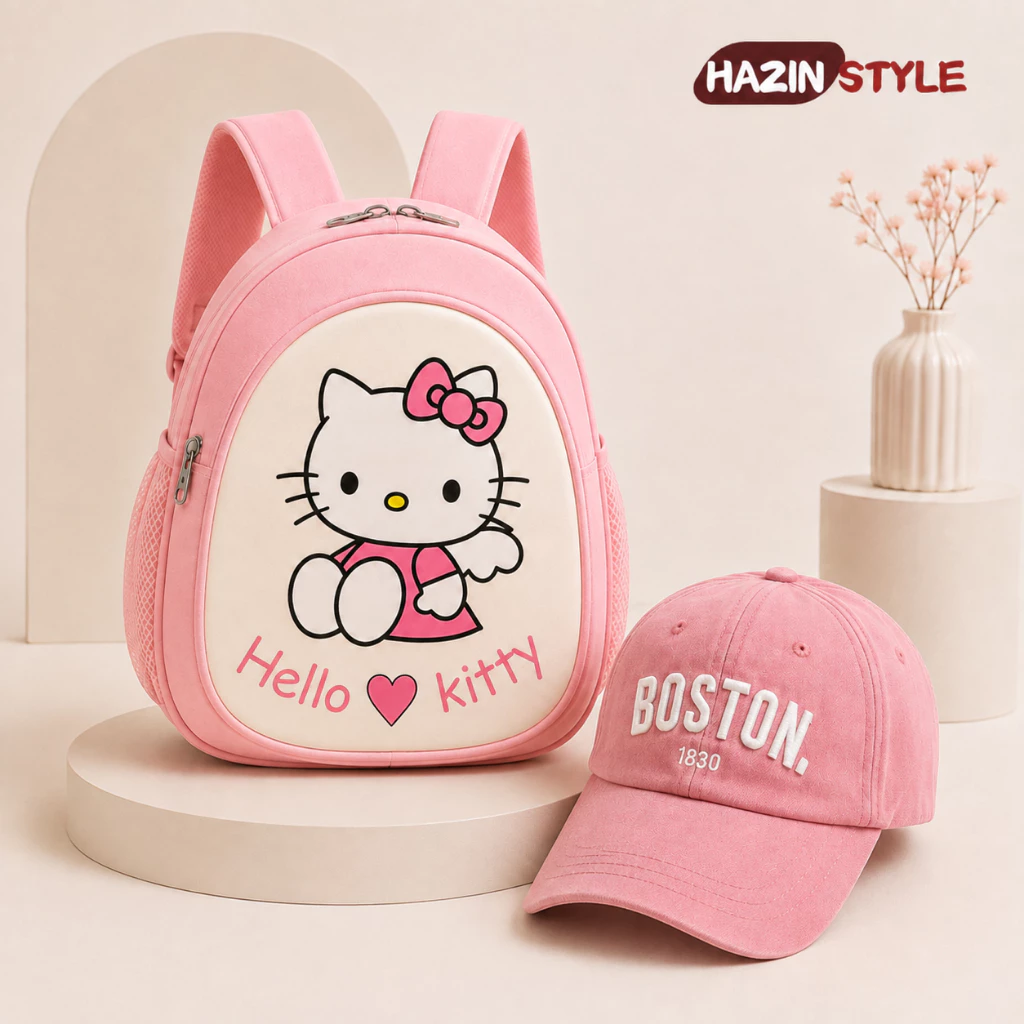 Combo Balo Và Mũ Cho Bé 2- 6 Tuổi, Balo Mầm Non Siêu Nhẹ Chống Thấm Nước Kèm Mũ Thời Trang Cho Bé Trai Bé Gái