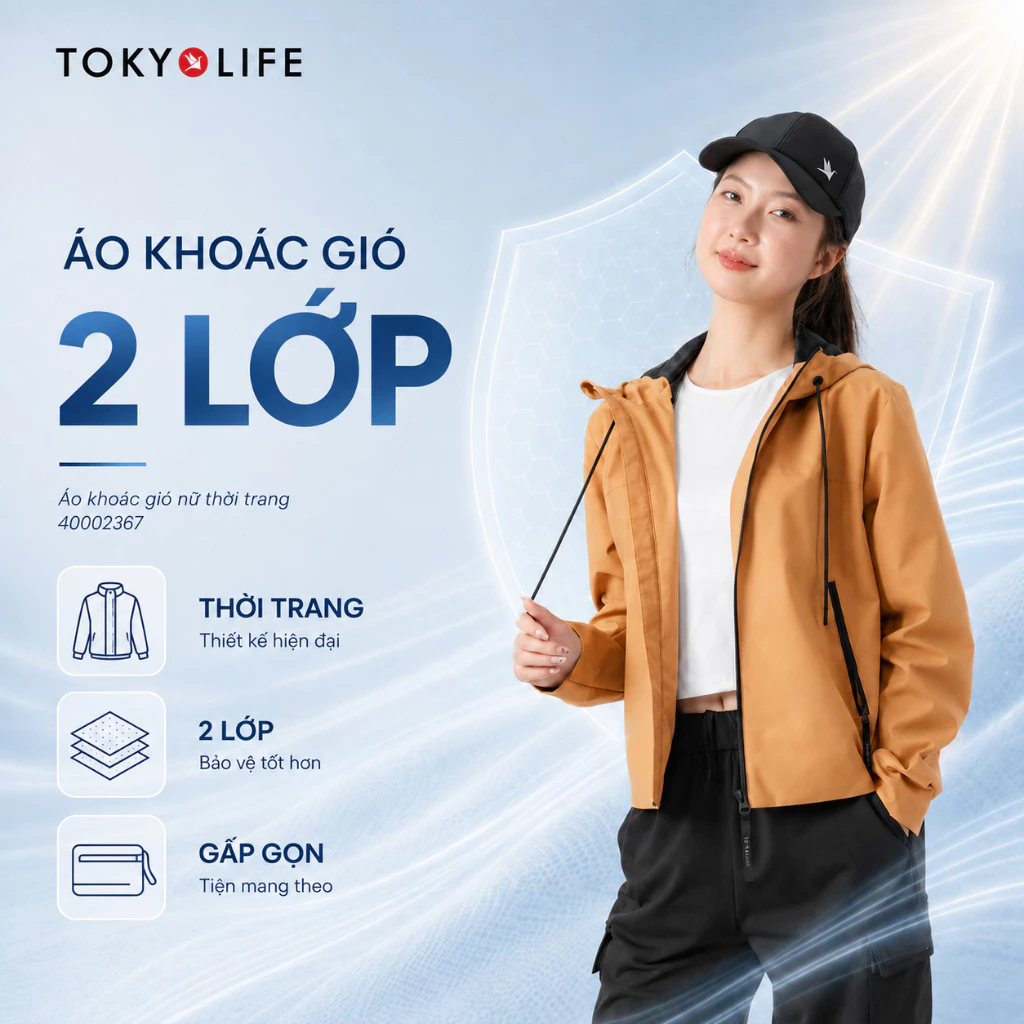 Áo Khoác Gió Nữ 2 Lớp Chống Thấm Nước Cản Gió Thời Trang Cao Cấp 40002367 - TOKYOLIFE