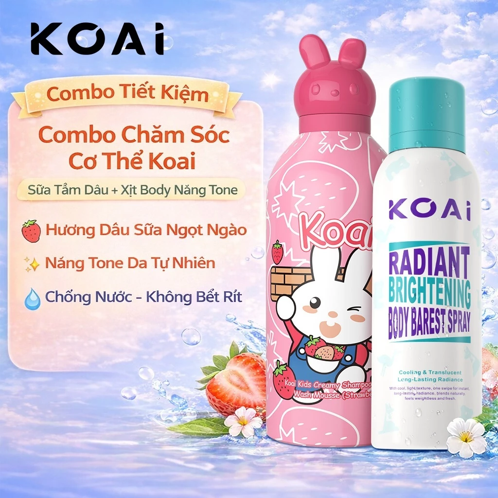 Dâu Sữa Strawberry Sữa Tắm 350ml + Xịt Body Nâng Tone 200ml | Combo 2 Chai Body Spray