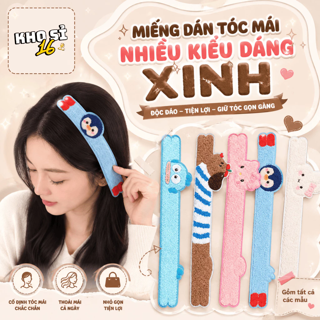 Miếng Dán Tóc Mái Hình Thú Xinh Xắn, Giữ Tóc Con Gọn Gàng Khi Trang Điểm Skincare Và Rửa Mặt_khosi16