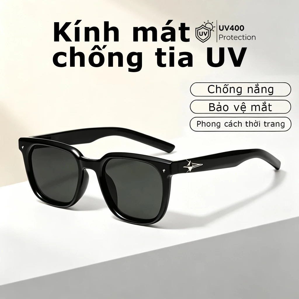 Kính mắt râm mát nam nữ mắt kính vuông phong cách Hàn Quốc siêu ngầu chống tia UV400 bền đẹp giá rẻ ABICA [Mẫu 2]