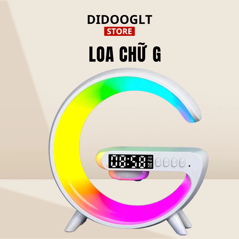 Loa Bluetooth hình chữ G - 4 Chức Năng Sạc Không Dây Tích Hợp Đèn Ngủ Đa Chế Độ Ánh Sáng Led RGB Âm Bass - Didooglt