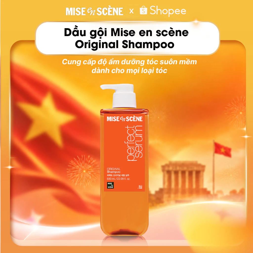 [SIZE 680ML] Dầu gội mise en scène Perfect Serum Original giúp tóc suôn mượt, tơi phồng, bồng bềnh