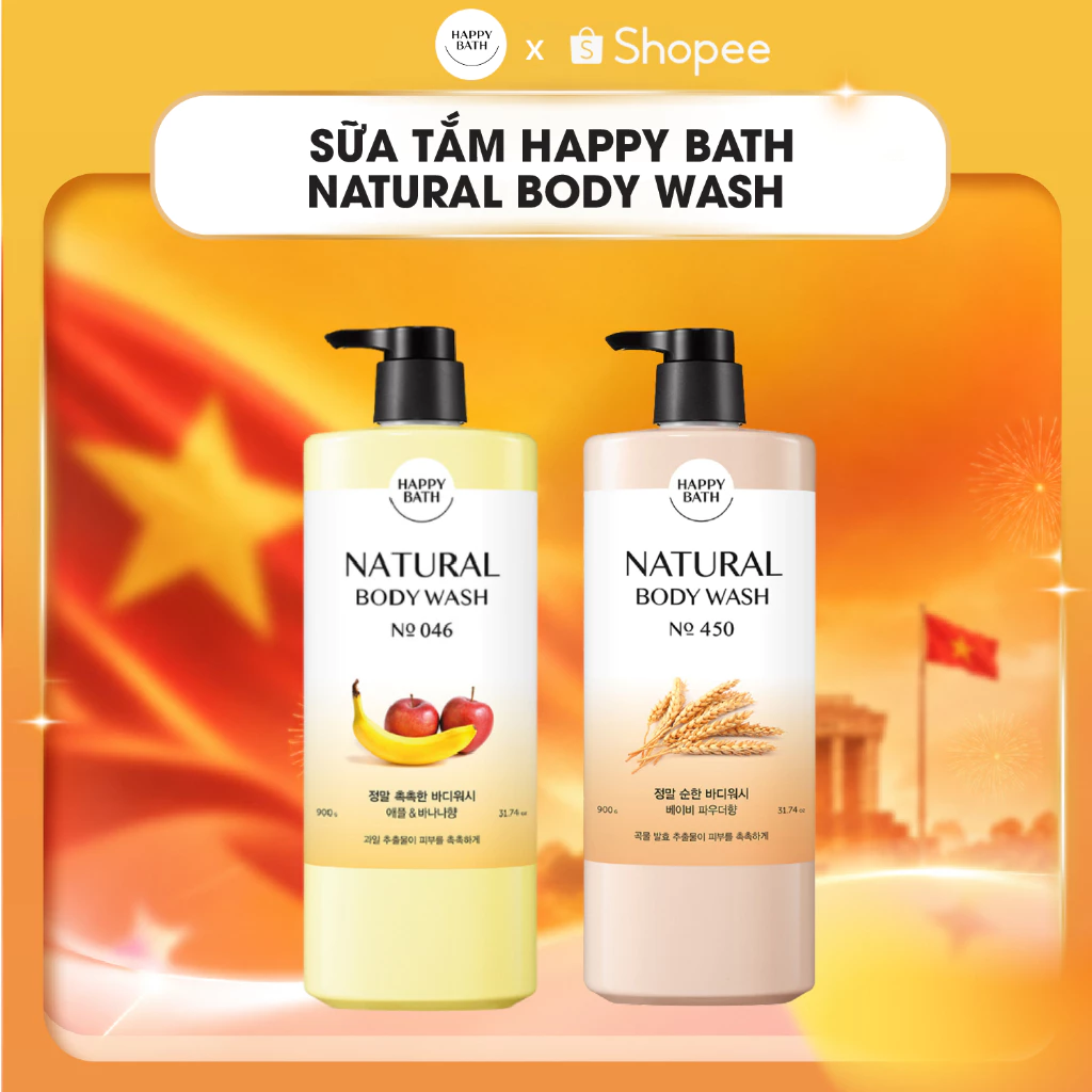 Combo 2 Chai Sữa Tắm Happy Bath Chính Hãng Hàn Quốc, Dưỡng Sáng Da, Lưu Hương Lâu