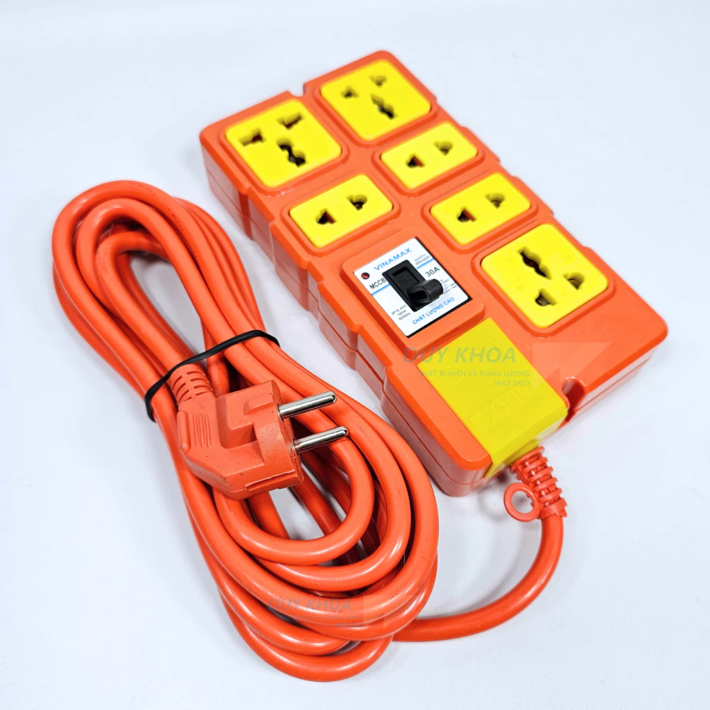 Ổ CẮM ĐIỆN CHỊU TẢI 6 CỬA LÕI SỨ CÓ CB 30A VINAMAX ® - Hàng Việt Nam chất lượng cao