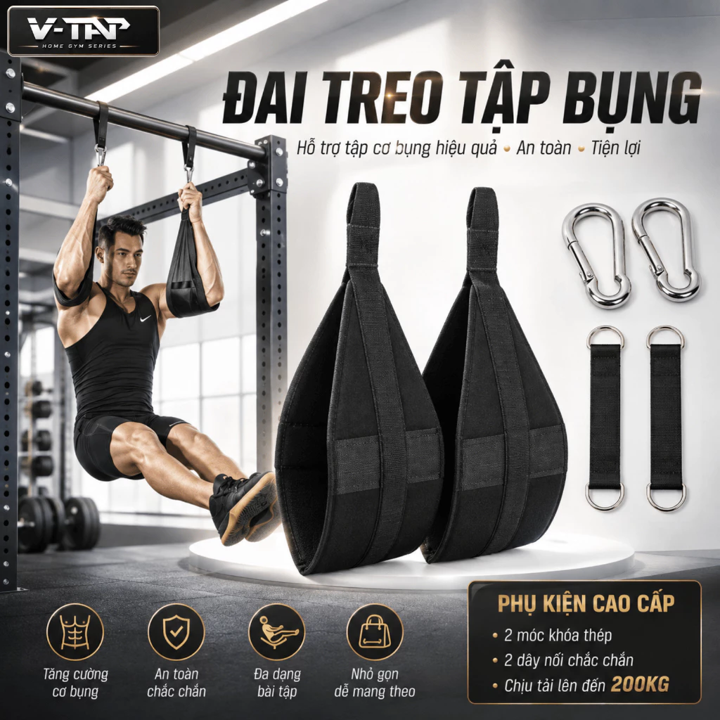 Đai treo giãn lưng, Tập cơ bụng Gym, Fitness, Thể thao ngoài trời, Cho xà đơn (1 đôi)