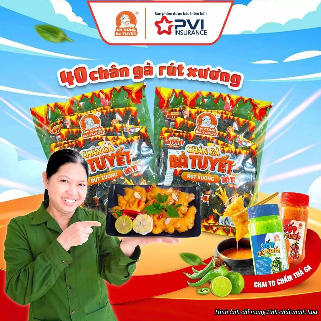 (Tặng 2 loại sốt) COMBO 40 CHÂN GÀ BÀ TUYẾT: 20 chân gà rút xương + 20 chân gà sả tắc + sốt tê cay50ml+ sốt hải sản M115