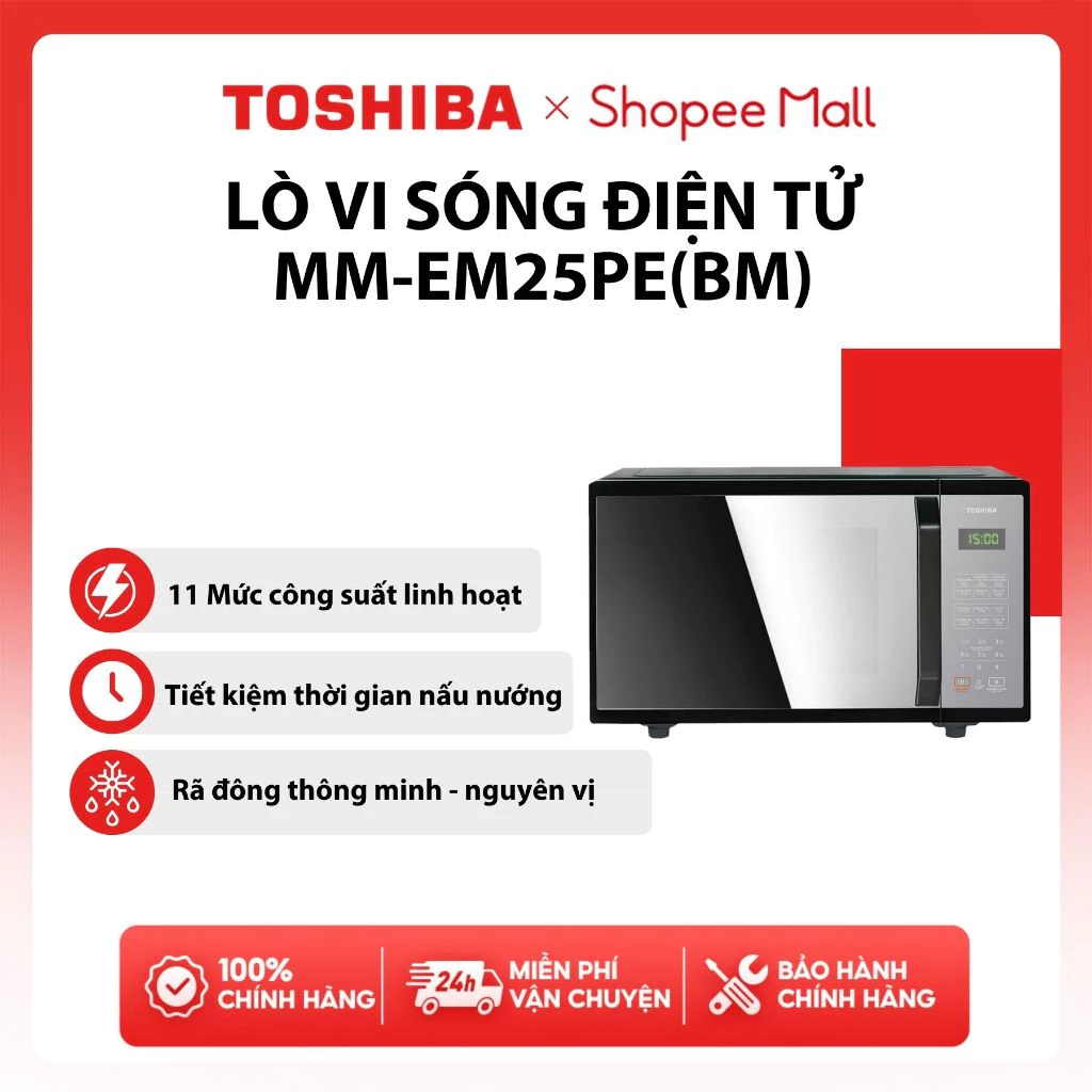 [HỎA TỐC HCM] Lò Vi Sóng Điện Tử Toshiba MM-EM25PE(BM), 11 Mức công suất - Bảo hành 12 tháng